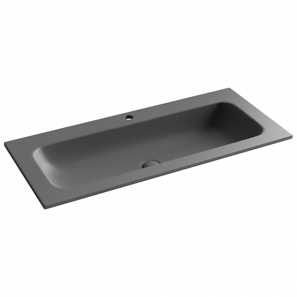 Раковина мебельная Ceramicanova Грация / Grace 101x45,7x13,7 без перелива, с отверстием под смеситель, прямоугольная, темный антрацит матовый