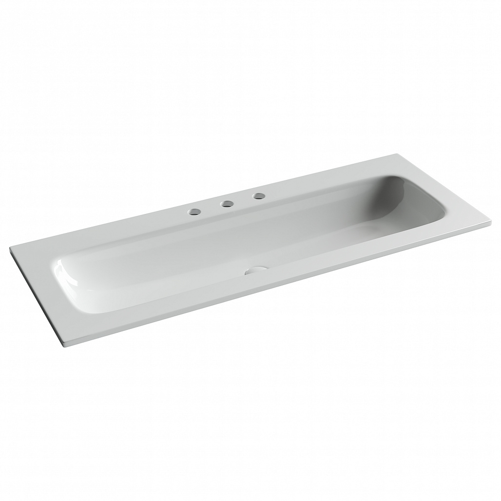 Раковина мебельная Ceramicanova Грация / Grace 121x45,7x13,7 без перелива, с тремя отверстиями под смеситель, прямоугольная, белый