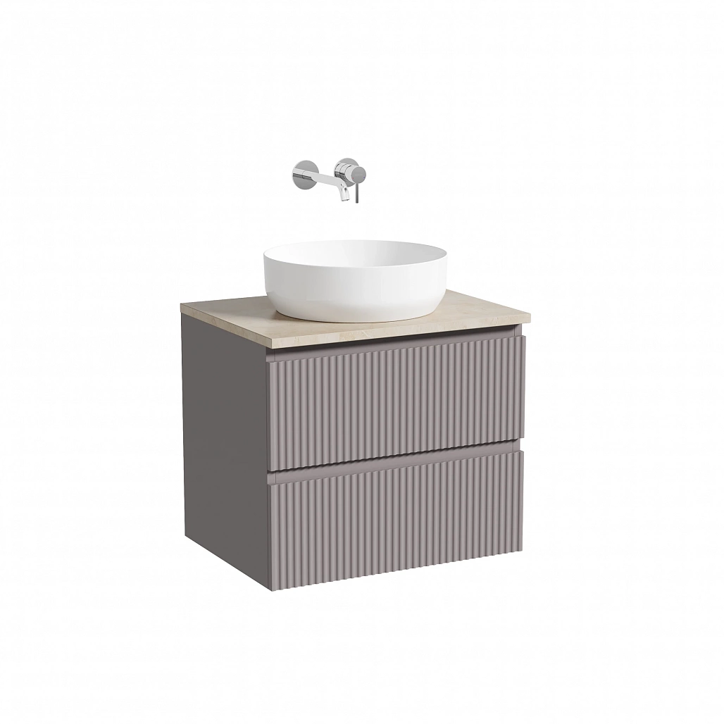 Тумба под столешницу Sancos Сноб Р / Snob R 59x44,5x50 подвесная, белый матовый / bianco, столешница без отверстия под смеситель, креман / kreman — МЕБ009840 — фото 1