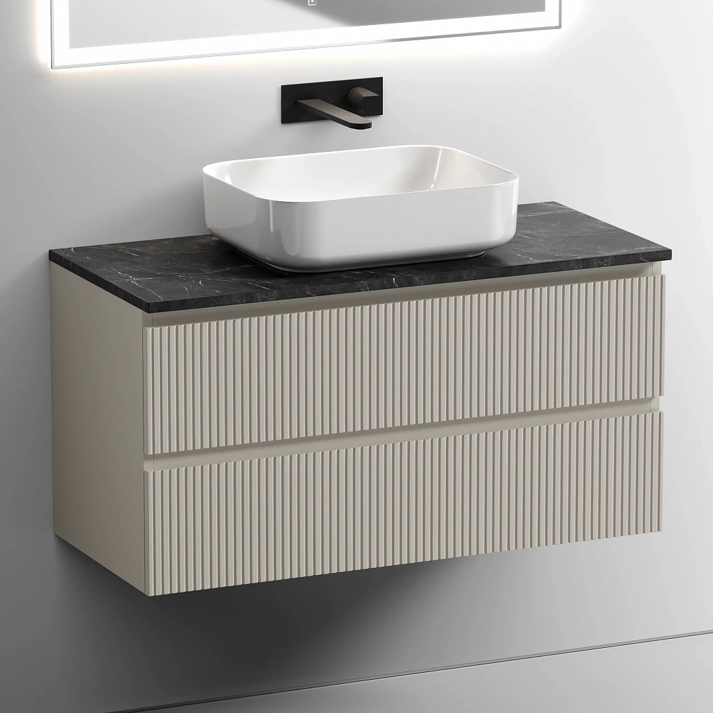 Тумба под столешницу Sancos Сноб T / Snob T 99,5x44,5x50 подвесная, белый матовый / bianco, столешница без отверстия под смеситель, черное небо / black sky — МЕБ009865 — фото 8