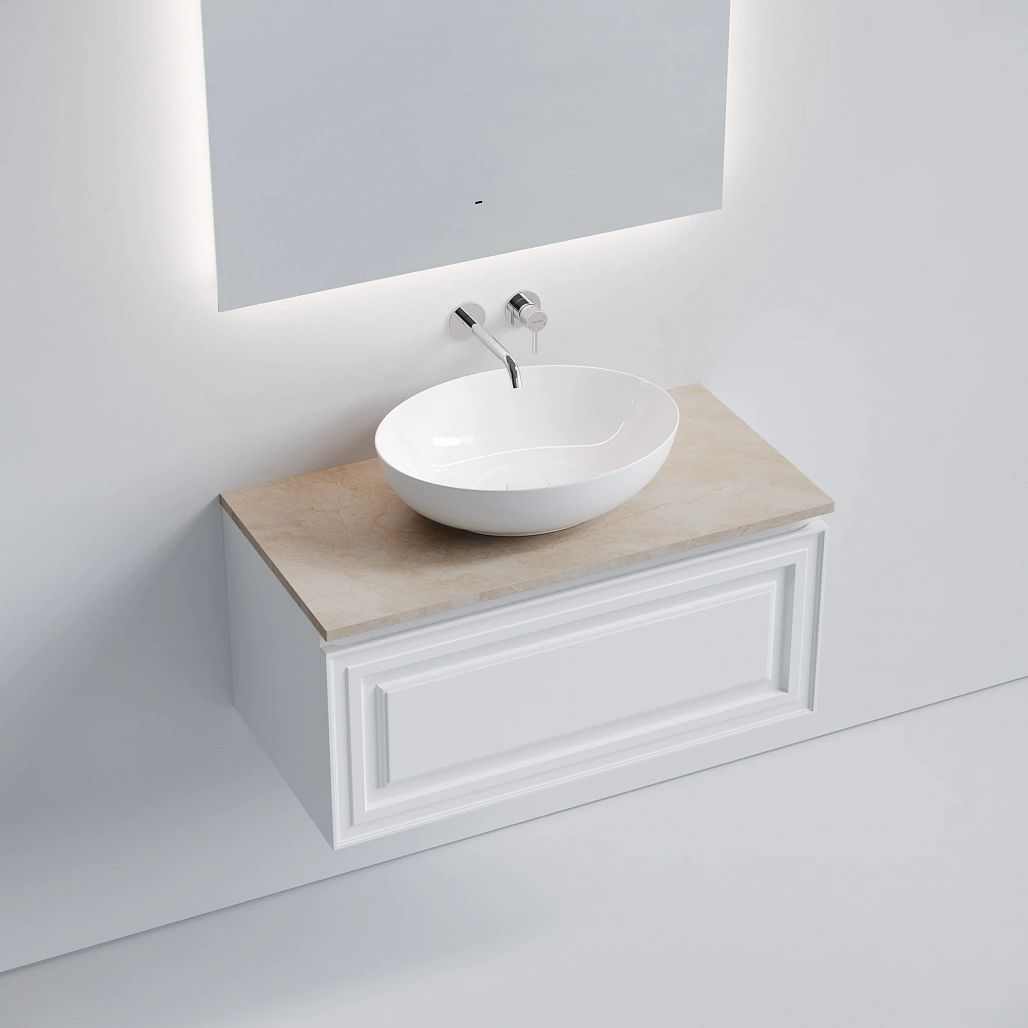Тумба под столешницу Sancos Самая / Very 89x44,5x40,6 подвесная, белый матовый / bianco, столешница без отверстия под смеситель, креман / kreman — МЕБ009668 — фото 3