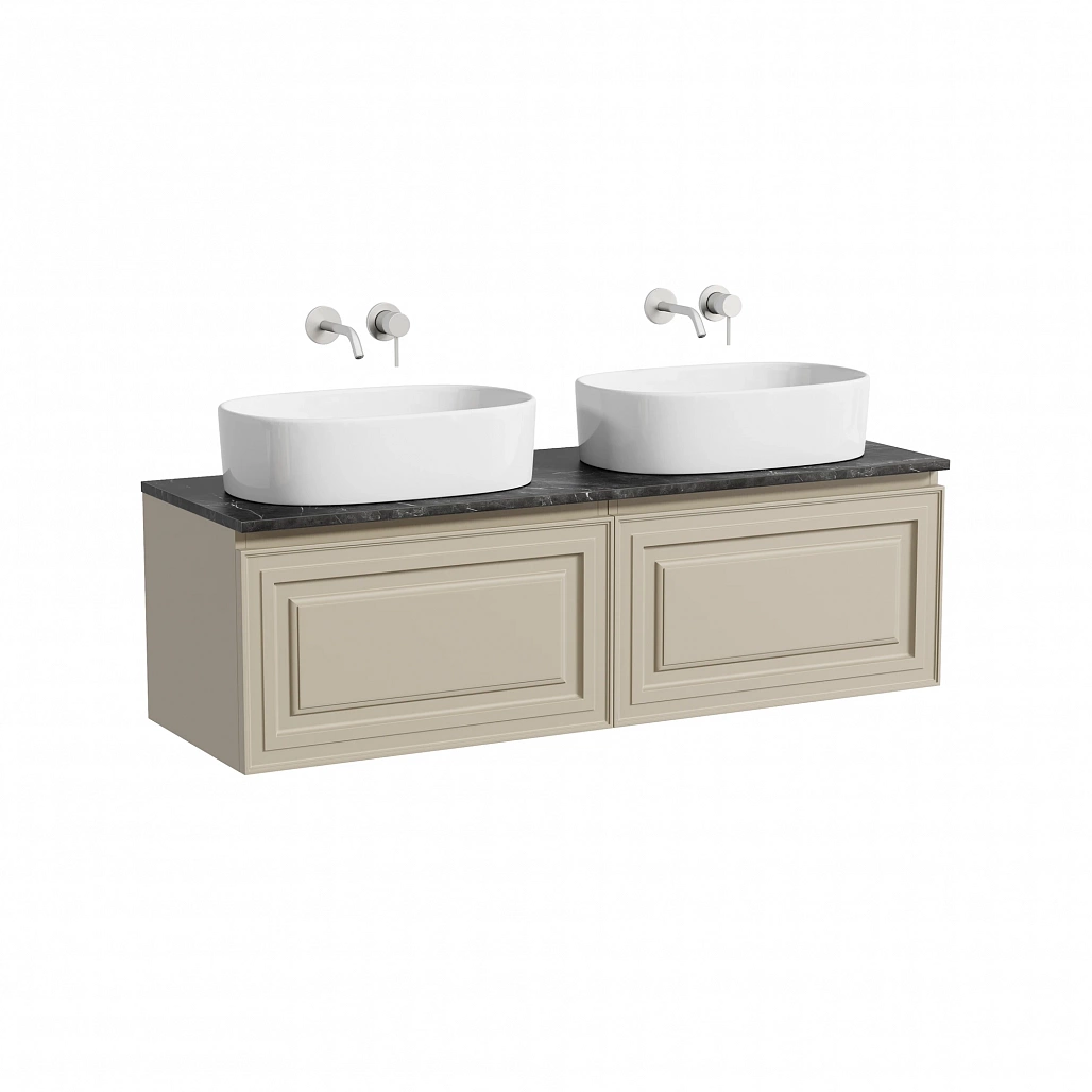 Тумба под столешницу Sancos Самая / Very 69x44,5x40,6 подвесная, бежевый матовый / beige soft, столешница 140 см, без отверстия под смеситель, черное небо / black sky — МЕБ009681 — фото 1