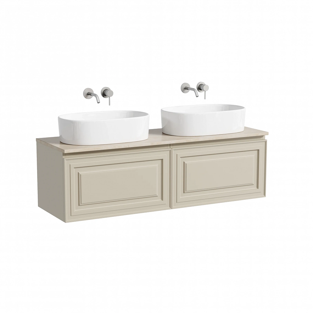 Тумба под столешницу Sancos Самая / Very 69x44,5x40,6 подвесная, бежевый матовый / beige soft, столешница 140 см, без отверстия под смеситель, креман / kreman — МЕБ009680 — фото 1