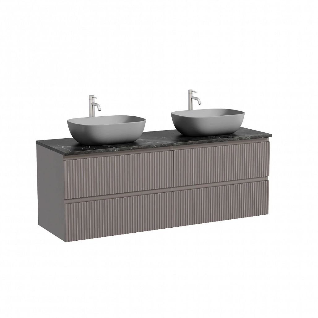 Тумба под столешницу Sancos Сноб Р / Snob R 69x44,5x50 подвесная, пыльная роза / doha soft, столешница 140 см, с отверстием под смеситель, черное небо / black sky — МЕБ009847 — фото 1