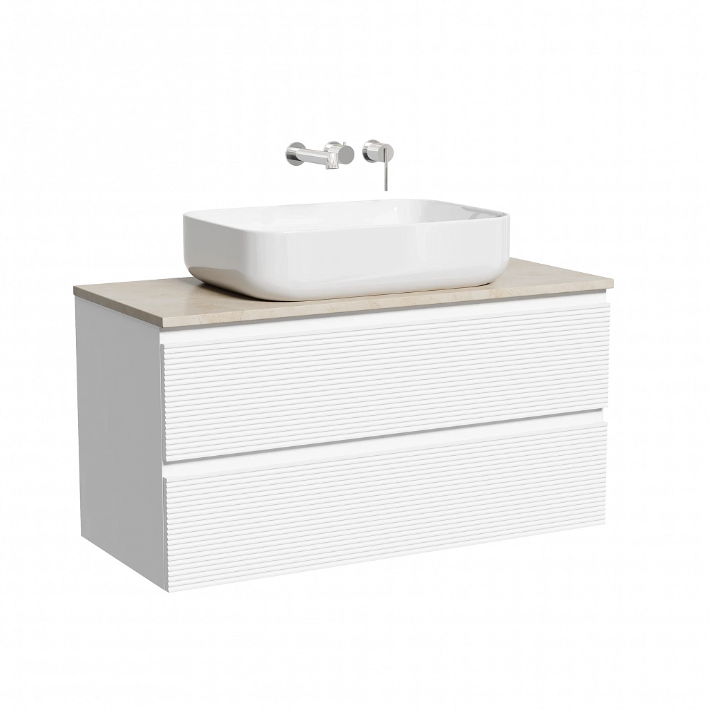Тумба под столешницу Sancos Фолк / Folk 99,5x44,5x50 подвесная, белый матовый / bianco, столешница без отверстия под смеситель, креман / kreman — МЕБ009542 — фото 1