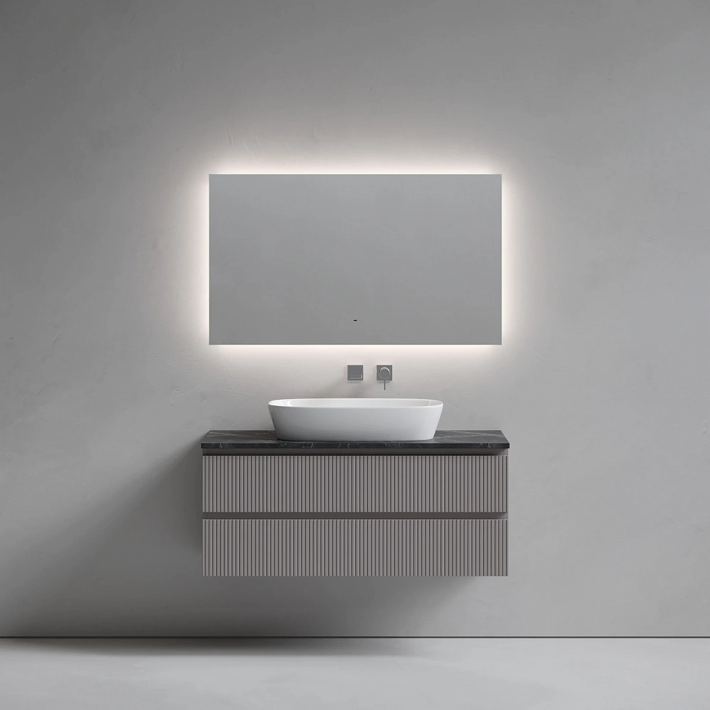 Тумба под столешницу Sancos Сноб T / Snob T 119,5x44,5x50 подвесная, пыльная роза / doha soft, столешница без отверстия под смеситель, черное небо / black sky — МЕБ009929 — фото 2