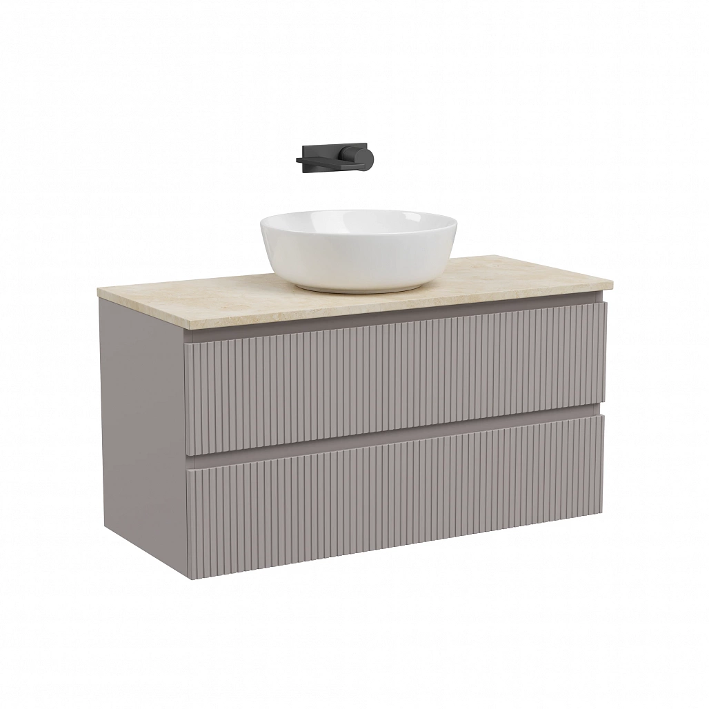 Тумба под столешницу Sancos Сноб T / Snob T 99,5x44,5x50 подвесная, пыльная роза / doha soft, столешница без отверстия под смеситель, креман / kreman — МЕБ009878 — фото 1