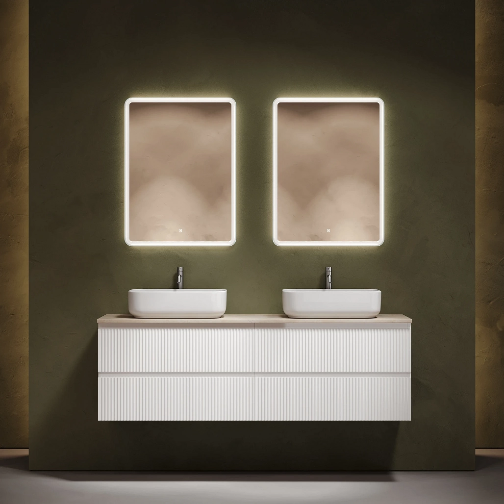 Тумба под столешницу Sancos Сноб Р / Snob R 79x44,5x50 подвесная, белый матовый / bianco, столешница 160 см, с отверстием под смеситель, креман / kreman — МЕБ009782 — фото 2