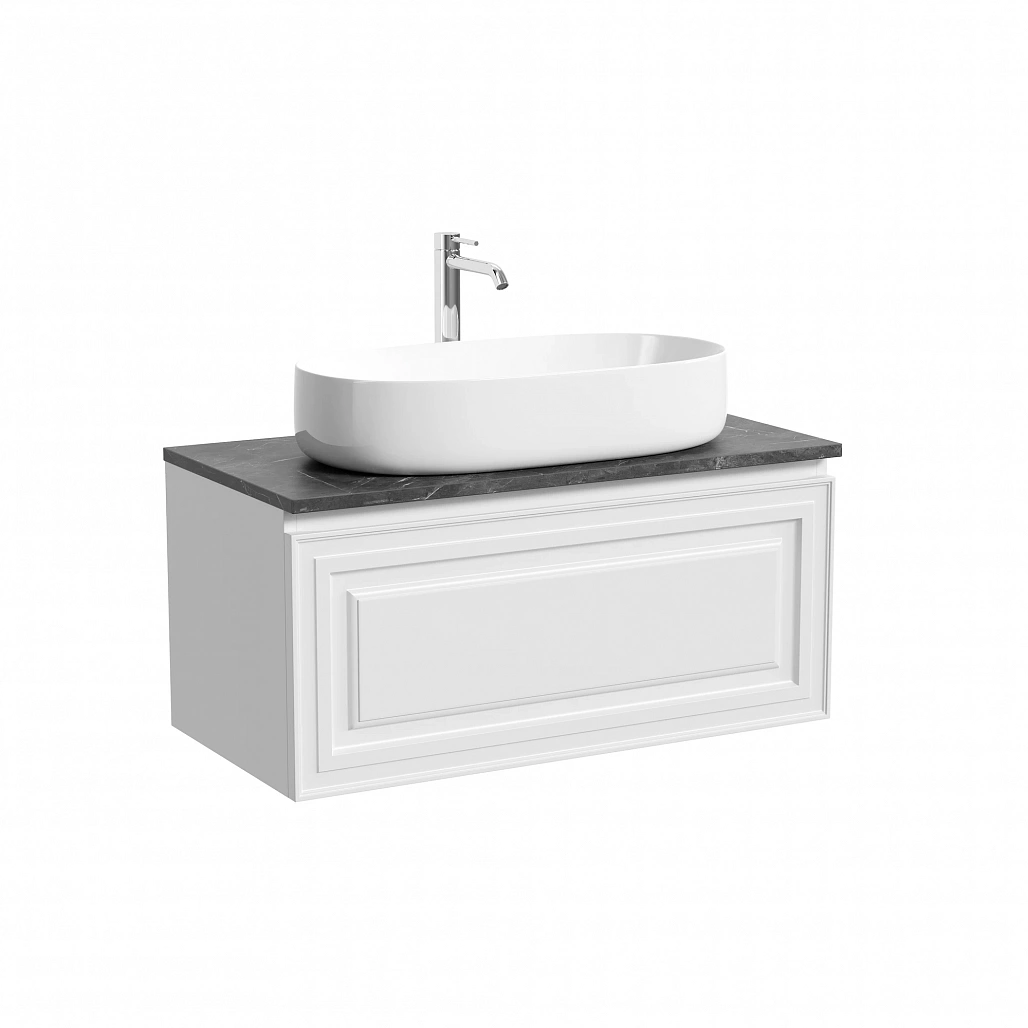 Тумба под столешницу Sancos Самая / Very 89x44,5x40,6 подвесная, белый матовый / bianco, столешница с отверстием под смеситель, черное небо / black sky — МЕБ009671 — фото 1