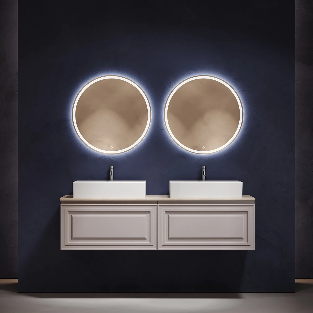 Тумба под столешницу Sancos Самая / Very 79x44,5x40,6 подвесная, пыльная роза / doha soft, столешница 160 см, с отверстием под смеситель, креман / kreman — МЕБ009738 — фото 2
