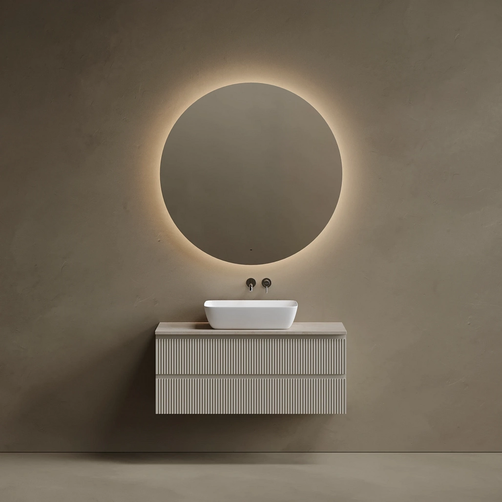 Тумба под столешницу Sancos Сноб Р / Snob R 119,5x44,5x50 подвесная, белый матовый / bianco, столешница без отверстия под смеситель, креман / kreman — МЕБ009789 — фото 3