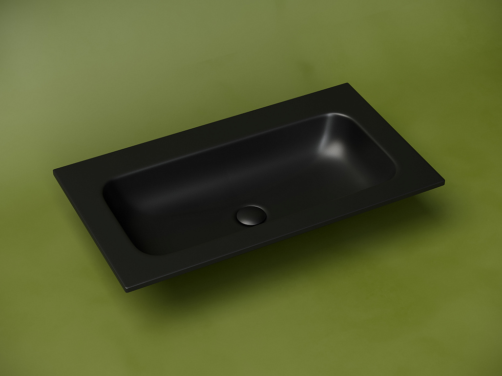 Раковина мебельная Ceramicanova Грация / Grace 81x45,7x13,7 без перелива, без отверстия под смеситель, прямоугольная, черный матовый — РАК010056 — фото 2
