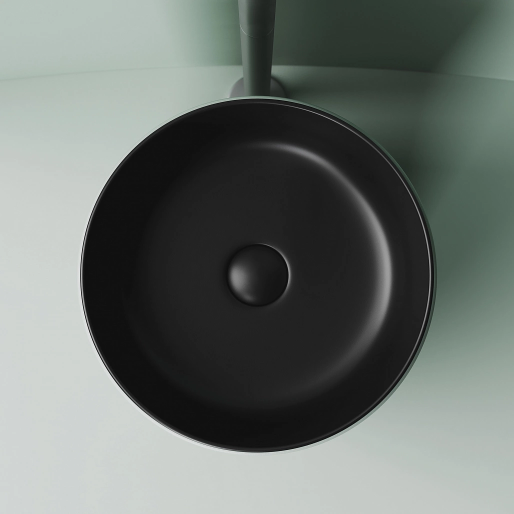 Раковина накладная Ceramicanova Элемент / Element 35,6x35,6x13,5 без перелива, круглая, черный матовый — РАК010093 — фото 5