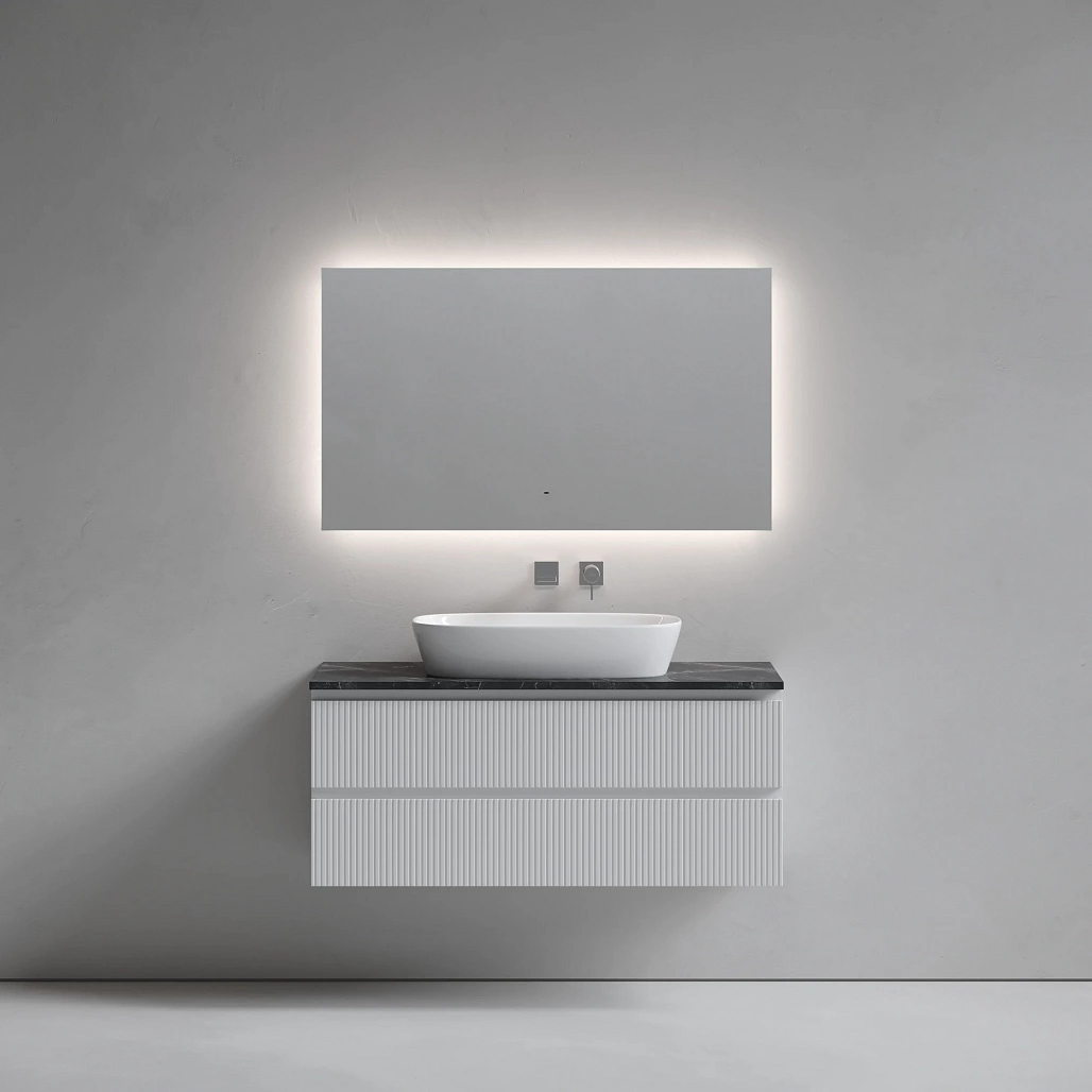 Тумба под столешницу Sancos Сноб T / Snob T 119,5x44,5x50 подвесная, белый матовый / bianco, столешница без отверстия под смеситель, черное небо / black sky — МЕБ009882 — фото 2
