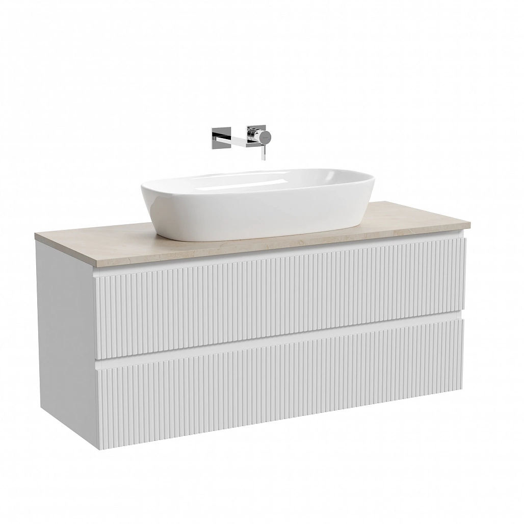 Тумба под столешницу Sancos Сноб T / Snob T 119,5x44,5x50 подвесная, белый матовый / bianco, столешница без отверстия под смеситель, креман / kreman — МЕБ009881 — фото 1