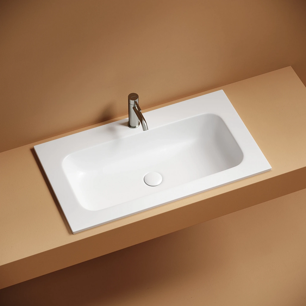 Раковина мебельная Ceramicanova Грация / Grace 81x45,7x13,7 без перелива, с отверстием под смеситель, прямоугольная, белый матовый — РАК010010 — фото 4