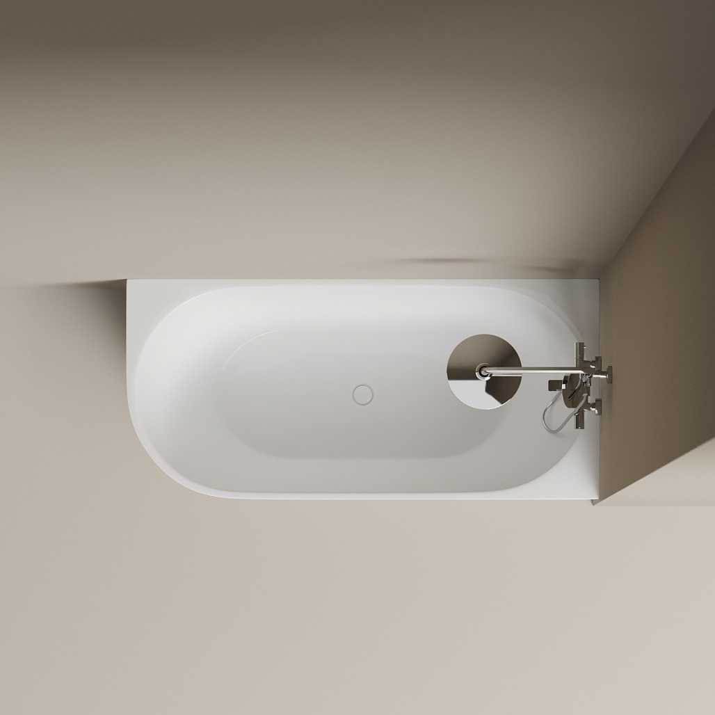 Ванна акриловая угловая Sancos Грань Р / Edge R FB23R 170x80x58 овальная, правая, с каркасом, со сливом-переливом, донным клапаном с системой "Клик - Клак", белый