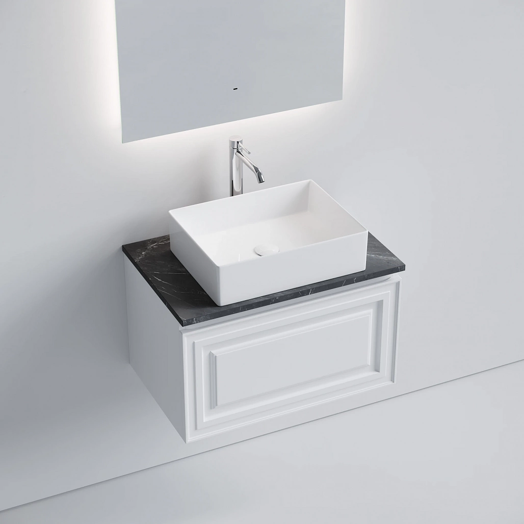 Тумба под столешницу Sancos Самая / Very 69x44,5x40,6 подвесная, белый матовый / bianco, столешница с отверстием под смеситель, черное небо / black sky — МЕБ009663 — фото 3