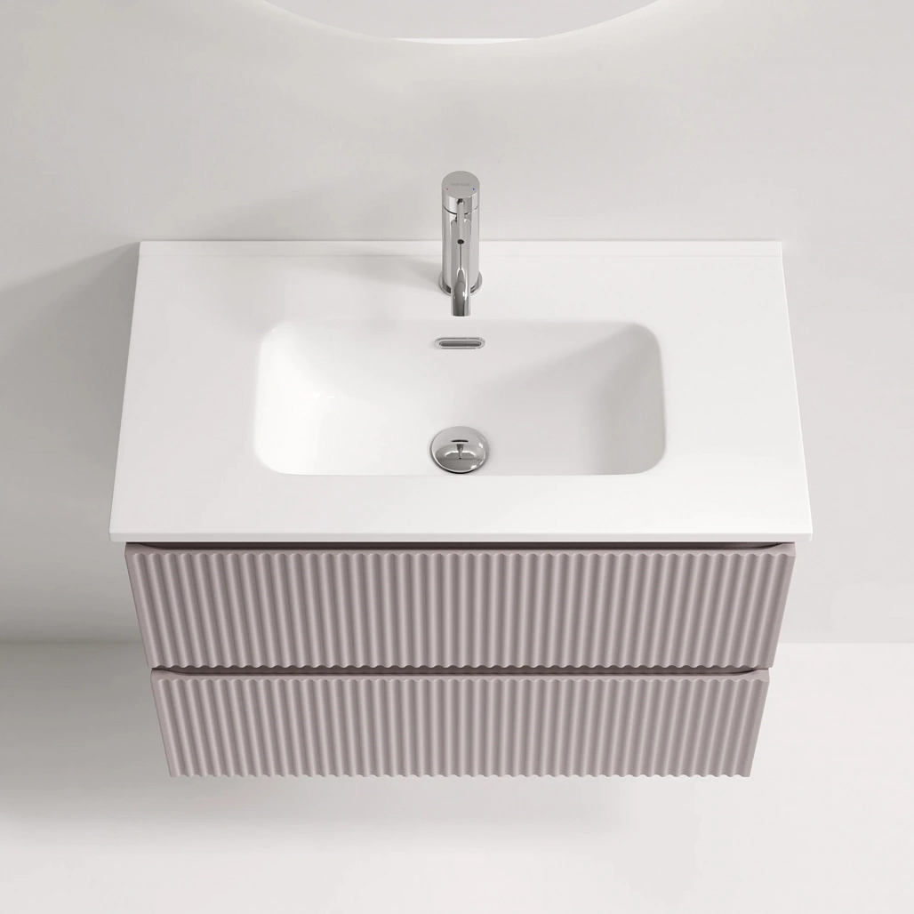 Тумба под раковину Sancos Сноб Р 390 / Snob R 390 69x39x50 подвесная, два ящика, пыльная роза / doha soft — МЕБ009298 — фото 5