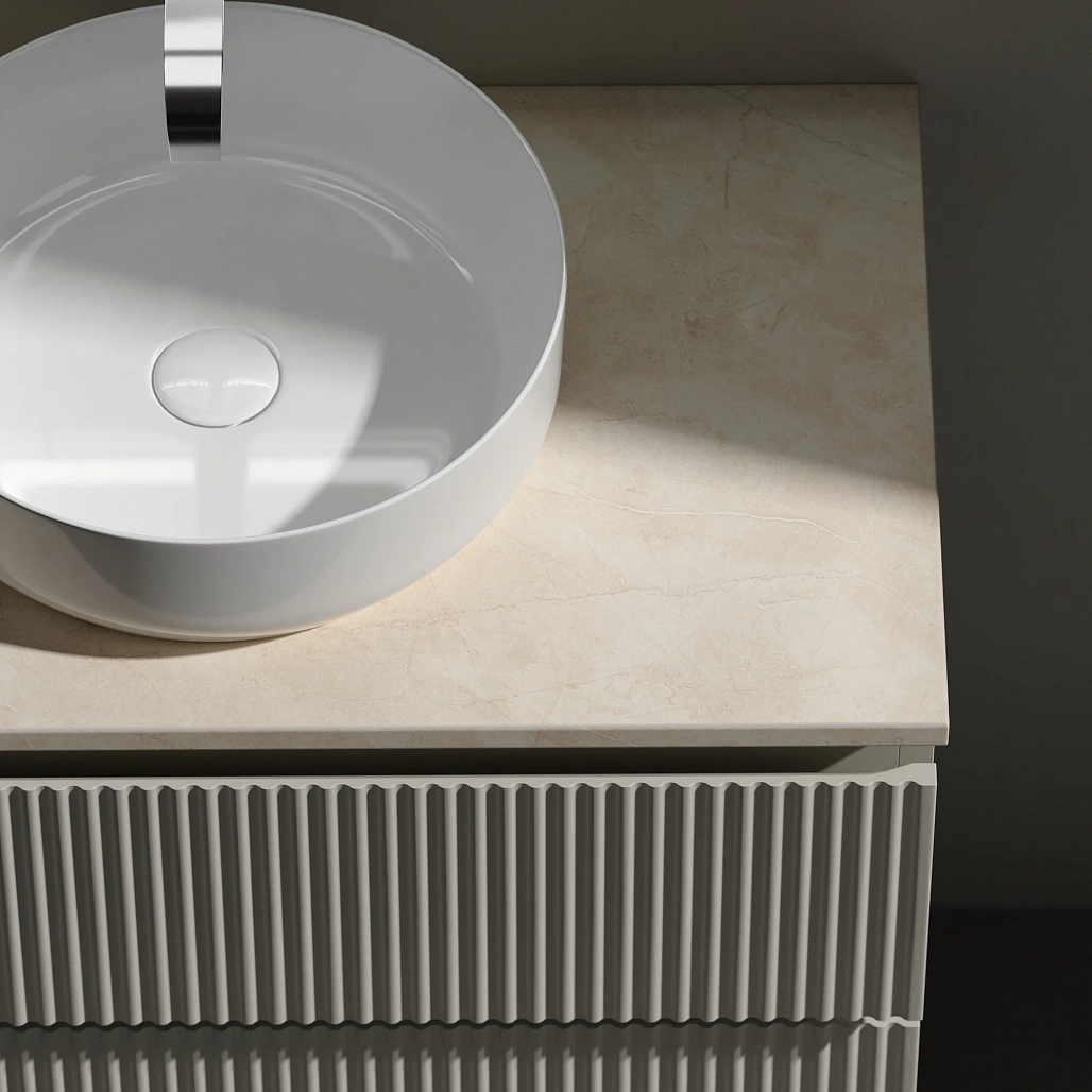 Тумба под столешницу Sancos Сноб Р / Snob R 79x44,5x50 подвесная, бежевый матовый / beige soft, столешница без отверстия под смеситель, креман / kreman — МЕБ009487 — фото 10