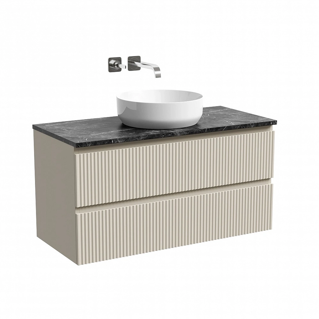 Тумба под столешницу Sancos Сноб Р / Snob R 99,5x44,5x50 подвесная, бежевый матовый / beige soft, столешница без отверстия под смеситель, черное небо / black sky — МЕБ009749 — фото 1