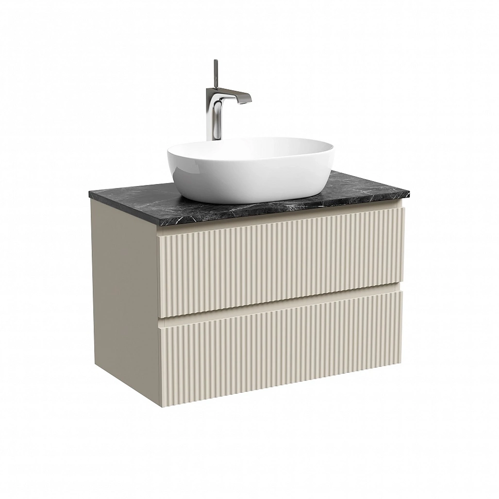 Тумба под столешницу Sancos Сноб Р / Snob R 79x44,5x50 подвесная, бежевый матовый / beige soft, столешница с отверстием под смеситель, черное небо / black sky — МЕБ009747 — фото 1