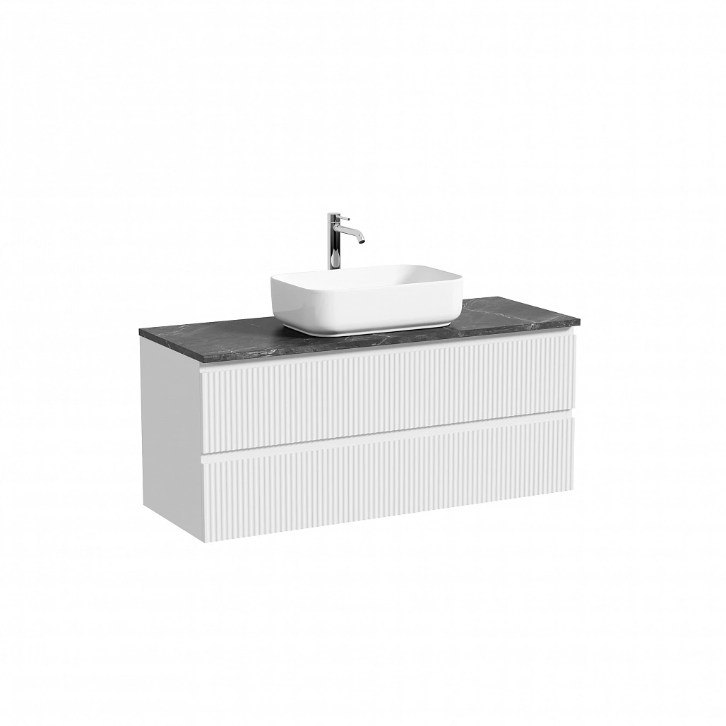 Тумба под столешницу Sancos Сноб Р / Snob R 119,5x44,5x50 подвесная, белый матовый / bianco, столешница с отверстием под смеситель, черное небо / black sky — МЕБ009767 — фото 1