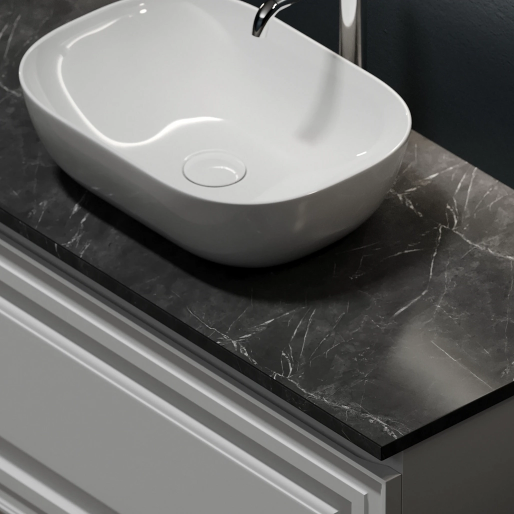 Тумба под столешницу Sancos Самая / Very 99,5x44,5x40,6 подвесная, белый матовый / bianco, столешница с отверстием под смеситель, черное небо / black sky — МЕБ009978 — фото 7