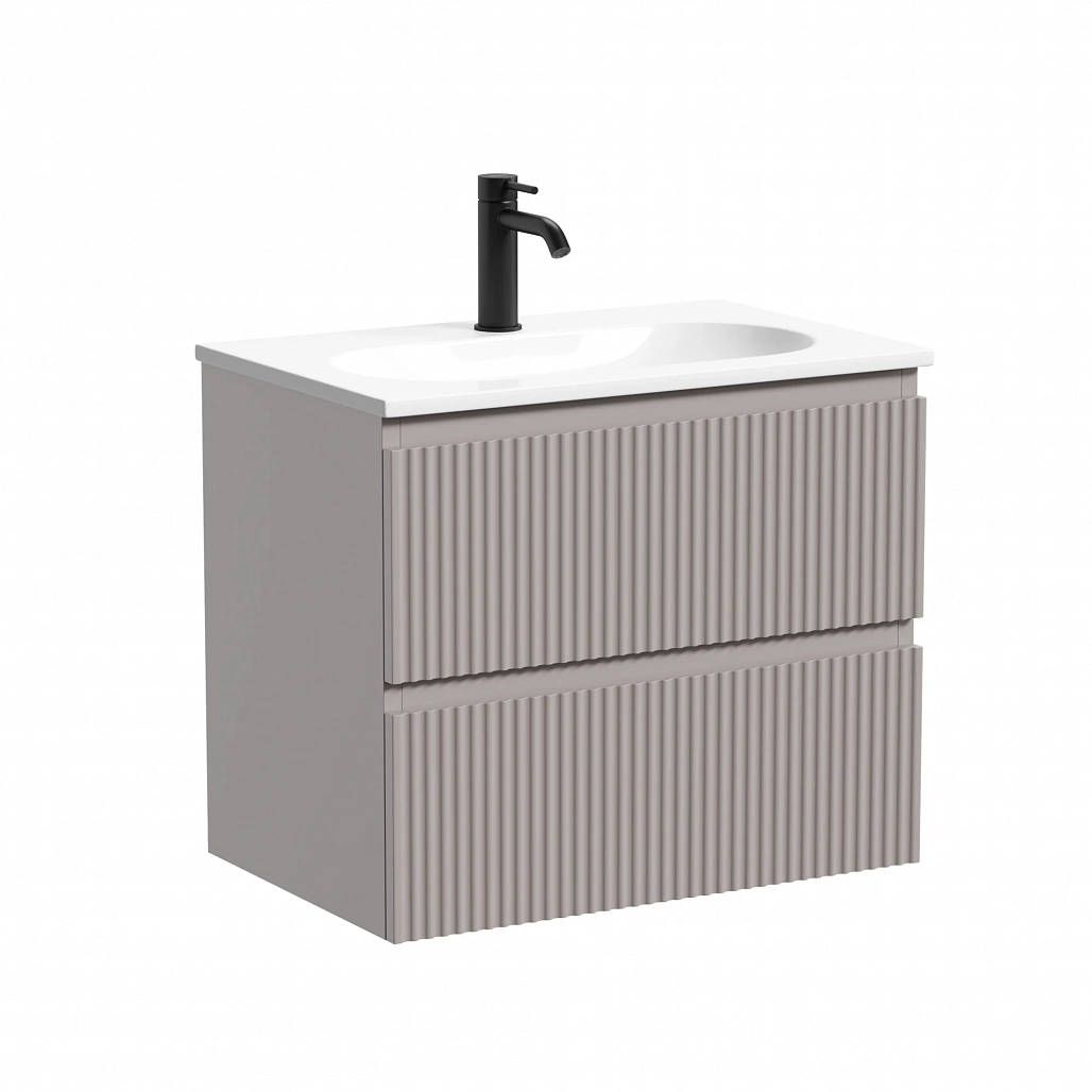 Тумба под раковину Sancos Сноб Р 390 / Snob R 390 59x39x50 подвесная, два ящика, пыльная роза / doha soft — МЕБ009285 — фото 1