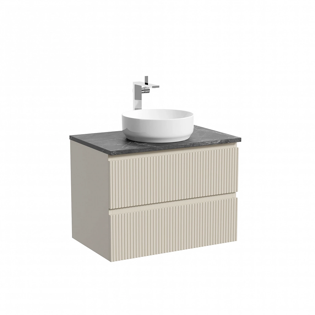 Тумба под столешницу Sancos Сноб T / Snob T 69x44,5x50 подвесная, бежевый матовый / beige soft, столешница с отверстием под смеситель, черное небо / black sky — МЕБ009920 — фото 1