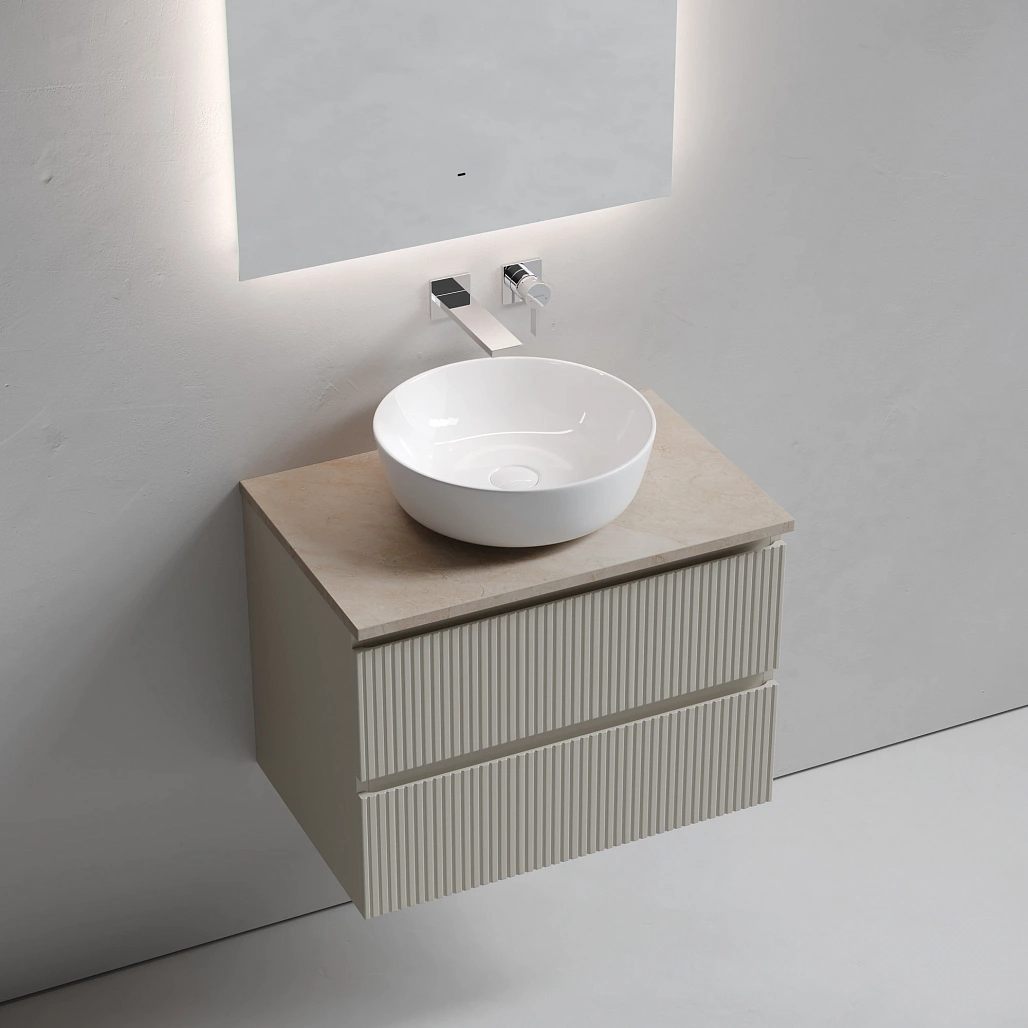 Тумба под столешницу Sancos Сноб T / Snob T 69x44,5x50 подвесная, бежевый матовый / beige soft, столешница без отверстия под смеситель, креман / kreman — МЕБ009917 — фото 3