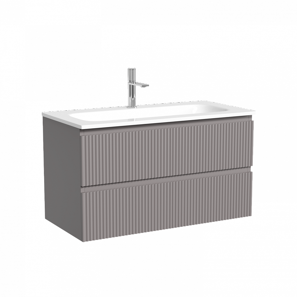 Тумба под раковину Sancos Сноб Р / Snob R 89x44,5x50 подвесная, два ящика, пыльная роза / doha soft — МЕБ009236 — фото 1