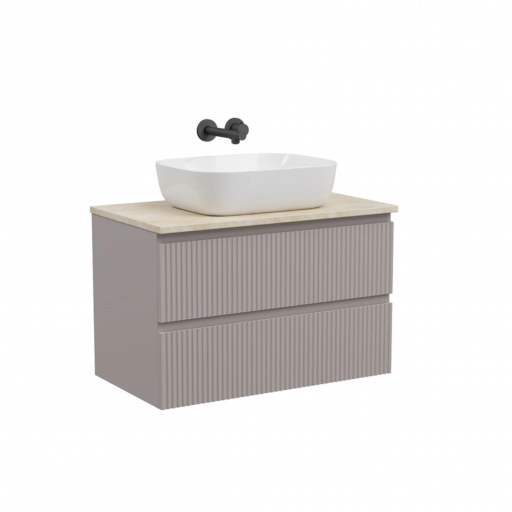 Тумба под столешницу Sancos Сноб Р / Snob R 79x44,5x50 подвесная, пыльная роза / doha soft, столешница без отверстия под смеситель, креман / kreman