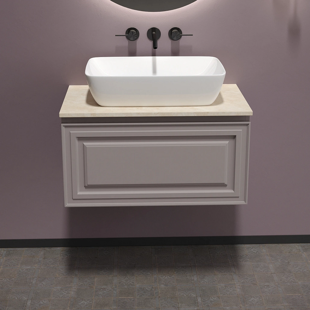 Тумба под столешницу Sancos Самая / Very 79x44,5x40,6 подвесная, пыльная роза / doha soft, столешница без отверстия под смеситель, креман / kreman — МЕБ009503 — фото 5