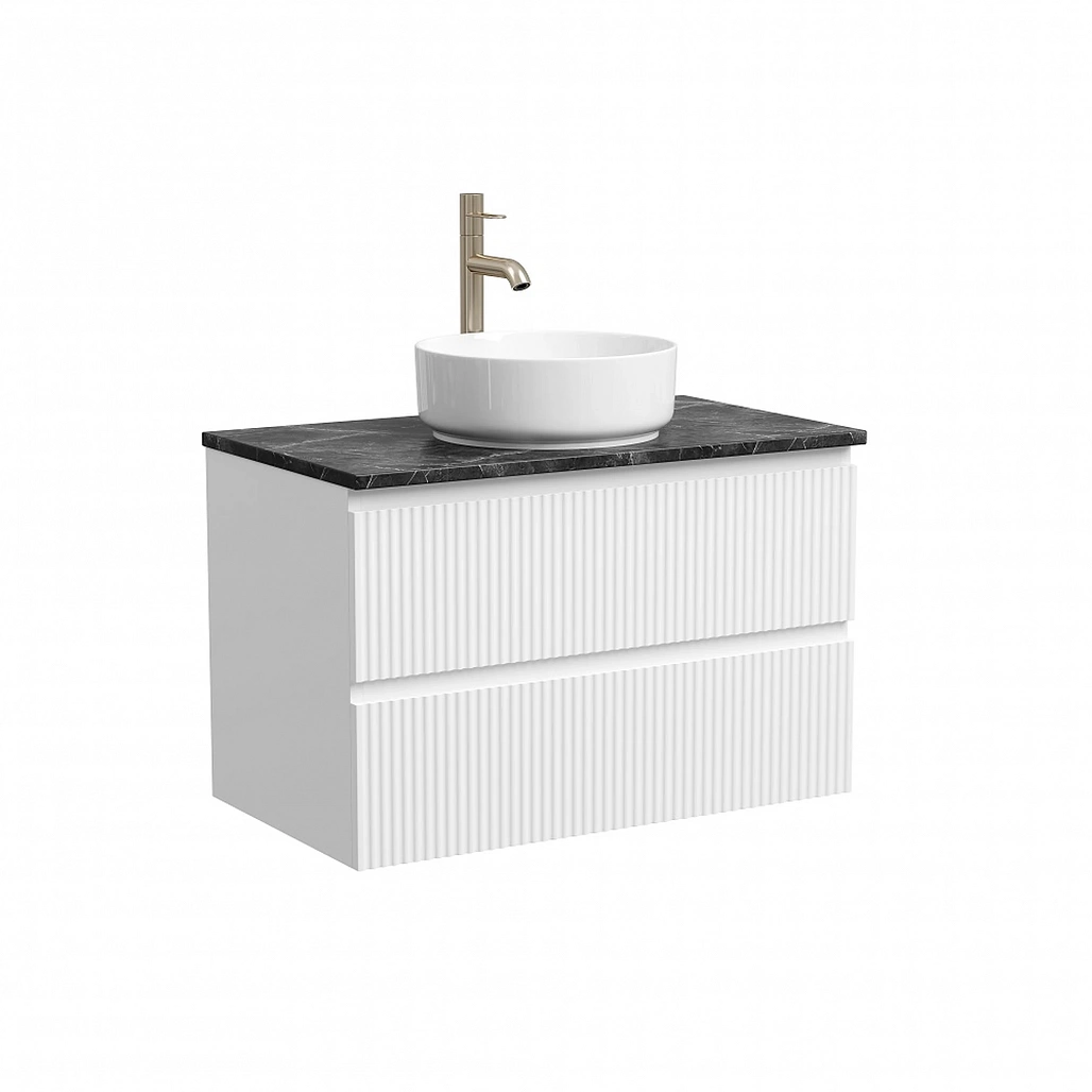 Тумба под столешницу Sancos Сноб Р / Snob R 79x44,5x50 подвесная, белый матовый / bianco, столешница с отверстием под смеситель, черное небо / black sky — МЕБ009753 — фото 1