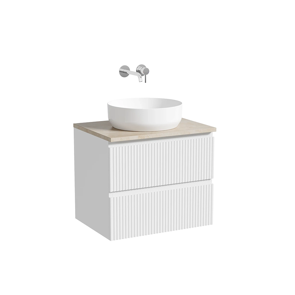 Тумба под столешницу Sancos Сноб Р / Snob R 59x44,5x50 подвесная, бежевый матовый / beige soft, столешница без отверстия под смеситель, креман / kreman — МЕБ009768 — фото 1