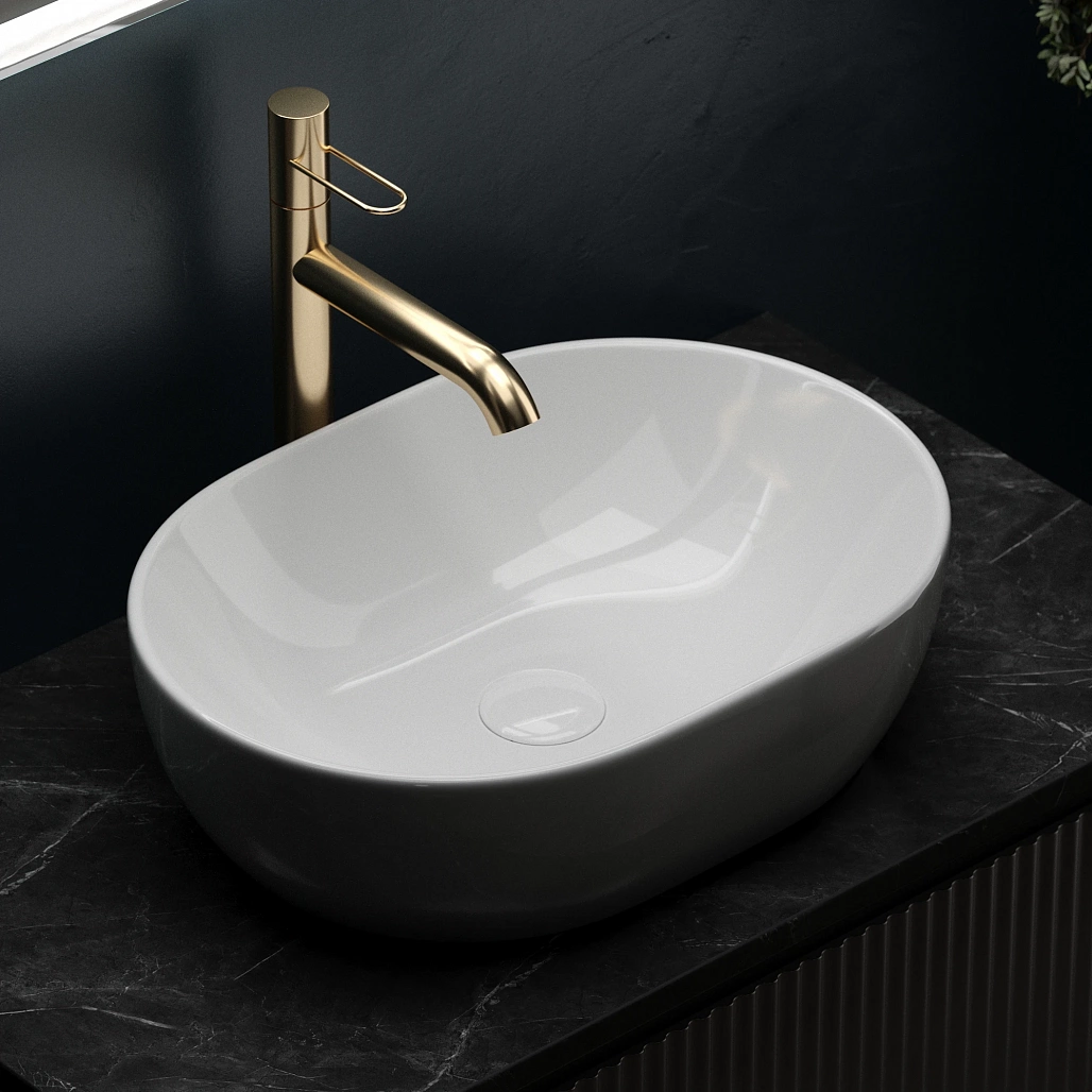Тумба под столешницу Sancos Сноб Р / Snob R 79x44,5x50 подвесная, пыльная роза / doha soft, столешница с отверстием под смеситель, черное небо / black sky — МЕБ009759 — фото 9