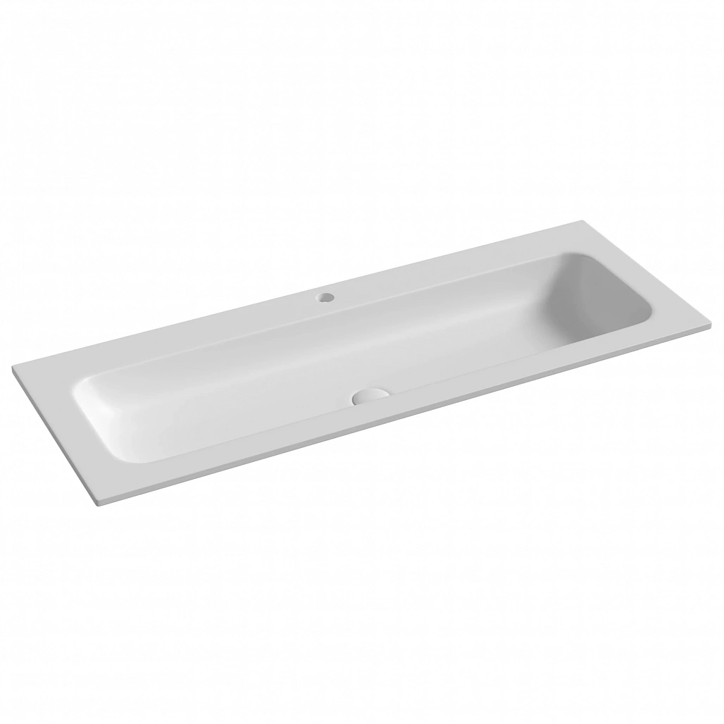 Раковина мебельная Ceramicanova Грация / Grace 121x45,7x13,7 без перелива, с отверстием под смеситель, прямоугольная, белый матовый