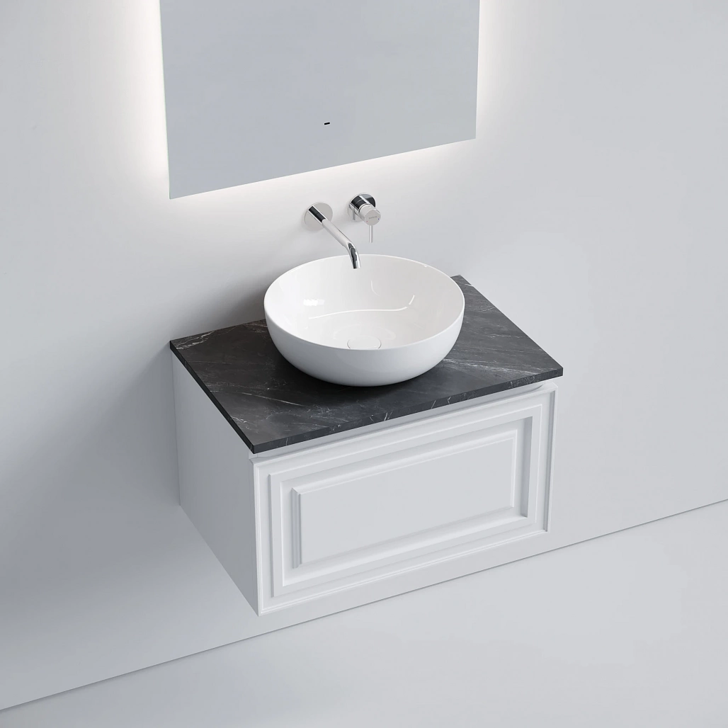 Тумба под столешницу Sancos Самая / Very 69x44,5x40,6 подвесная, белый матовый / bianco, столешница без отверстия под смеситель, черное небо / black sky — МЕБ009661 — фото 3