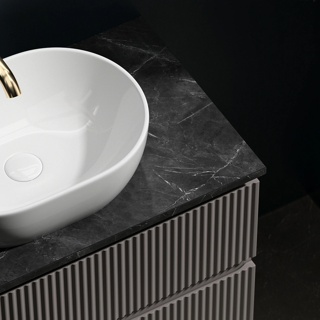 Тумба под столешницу Sancos Сноб Р / Snob R 99,5x44,5x50 подвесная, белый матовый / bianco, столешница с отверстием под смеситель, черное небо / black sky — МЕБ009492 — фото 18
