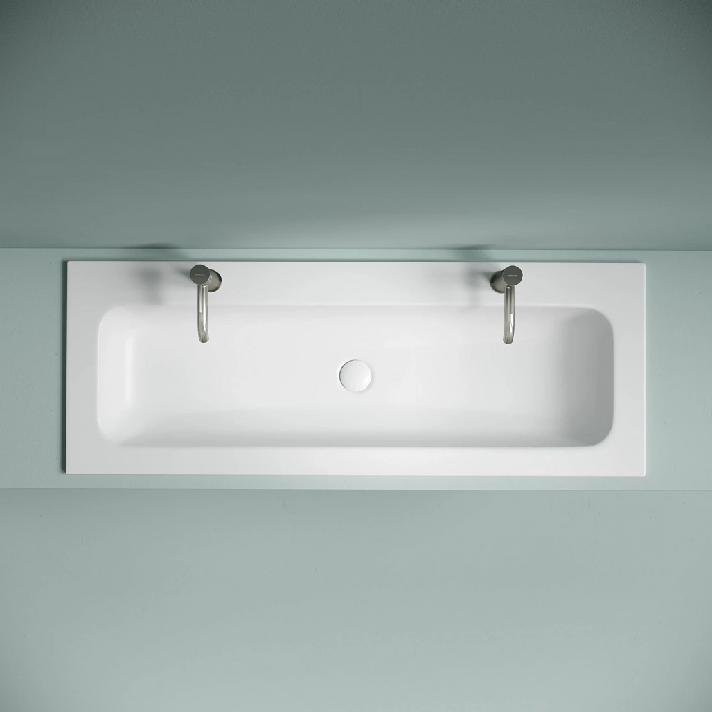 Раковина мебельная Ceramicanova Грация / Grace 121x45,7x13,7 без перелива, с двумя отверстиями под смеситель, прямоугольная, белый матовый — РАК010006 — фото 5