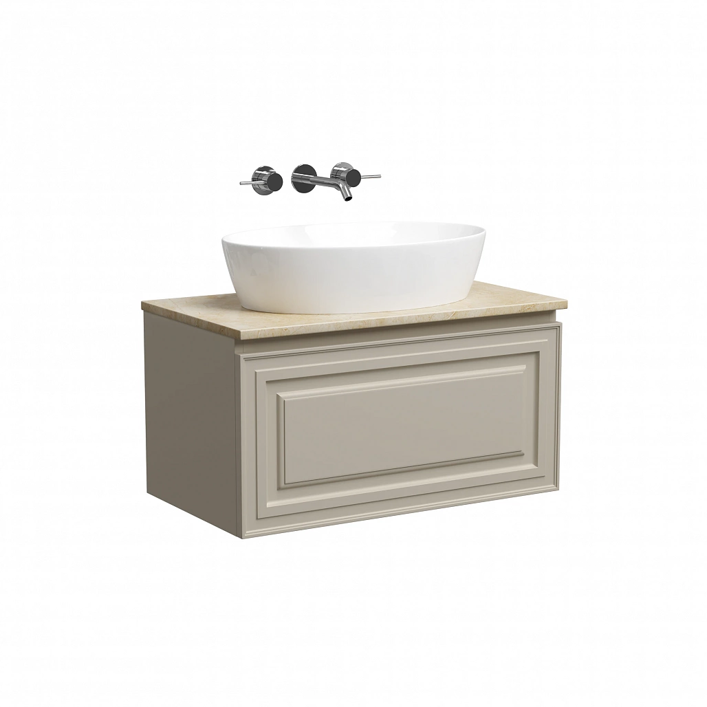 Тумба под столешницу Sancos Самая / Very 79x44,5x40,6 подвесная, бежевый матовый / beige soft, столешница без отверстия под смеситель, креман / kreman — МЕБ009969 — фото 1