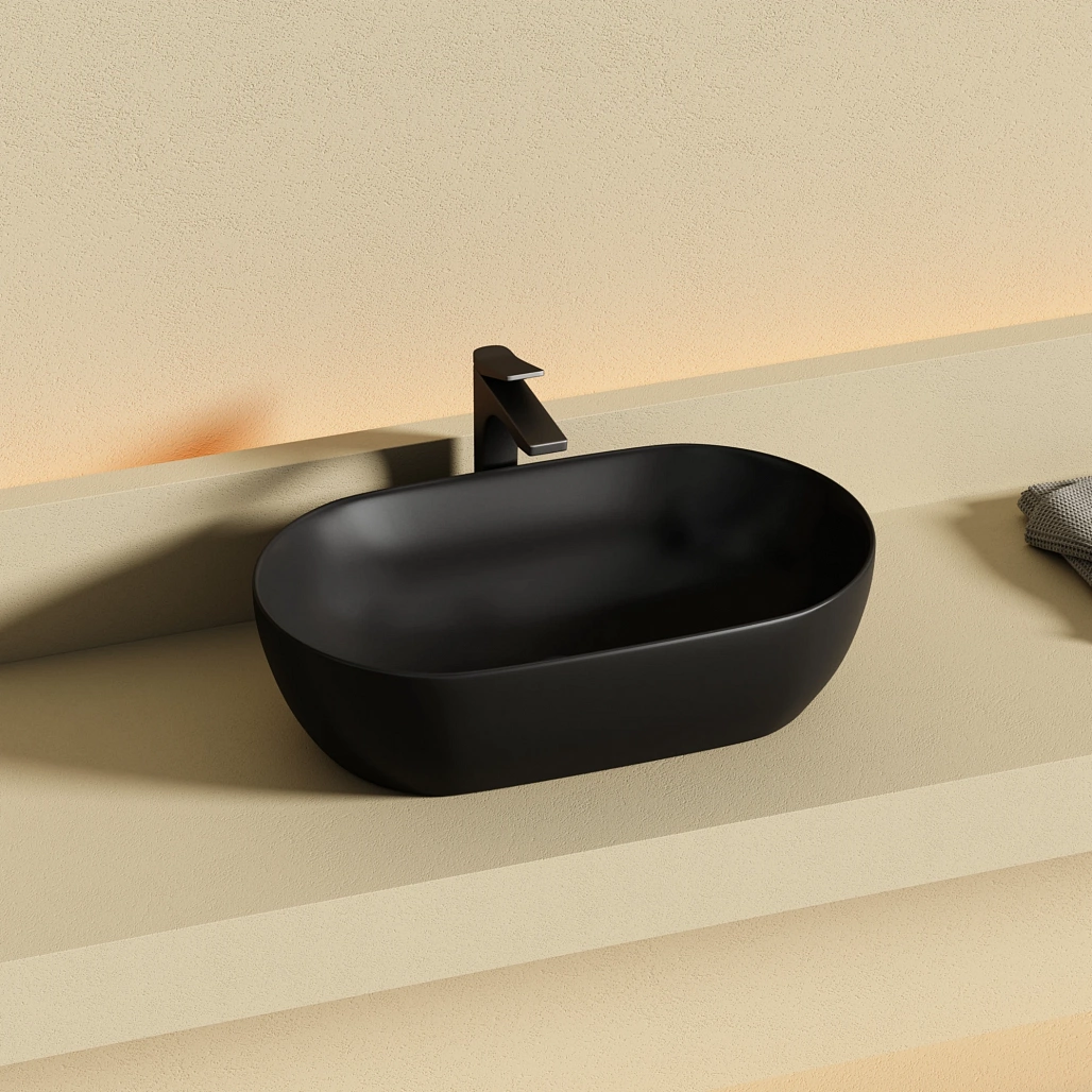 Раковина накладная Ceramicanova Твист / Twist 50x30x14 без перелива, овальная, черный матовый — РАК010096 — фото 3