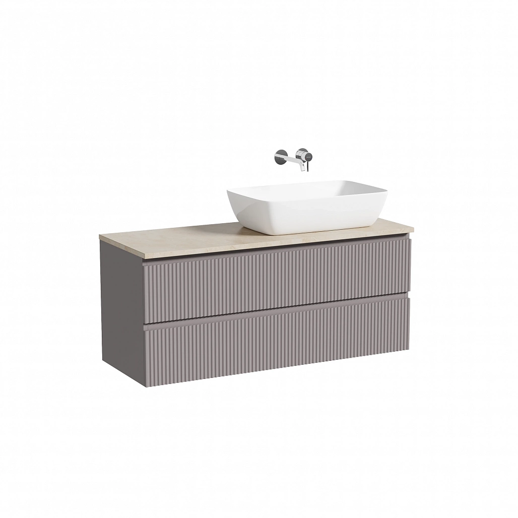 Тумба под столешницу Sancos Сноб Р / Snob R 119,5x44,5x50 правая, подвесная, темный антрацит матовый, столешница без отверстия под смеситель, креман / kreman — МЕБ009832 — фото 1