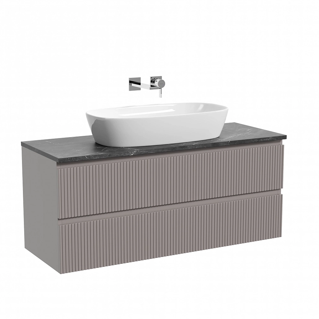 Тумба под столешницу Sancos Сноб T / Snob T 119,5x44,5x50 подвесная, пыльная роза / doha soft, столешница без отверстия под смеситель, черное небо / black sky — МЕБ009929 — фото 1
