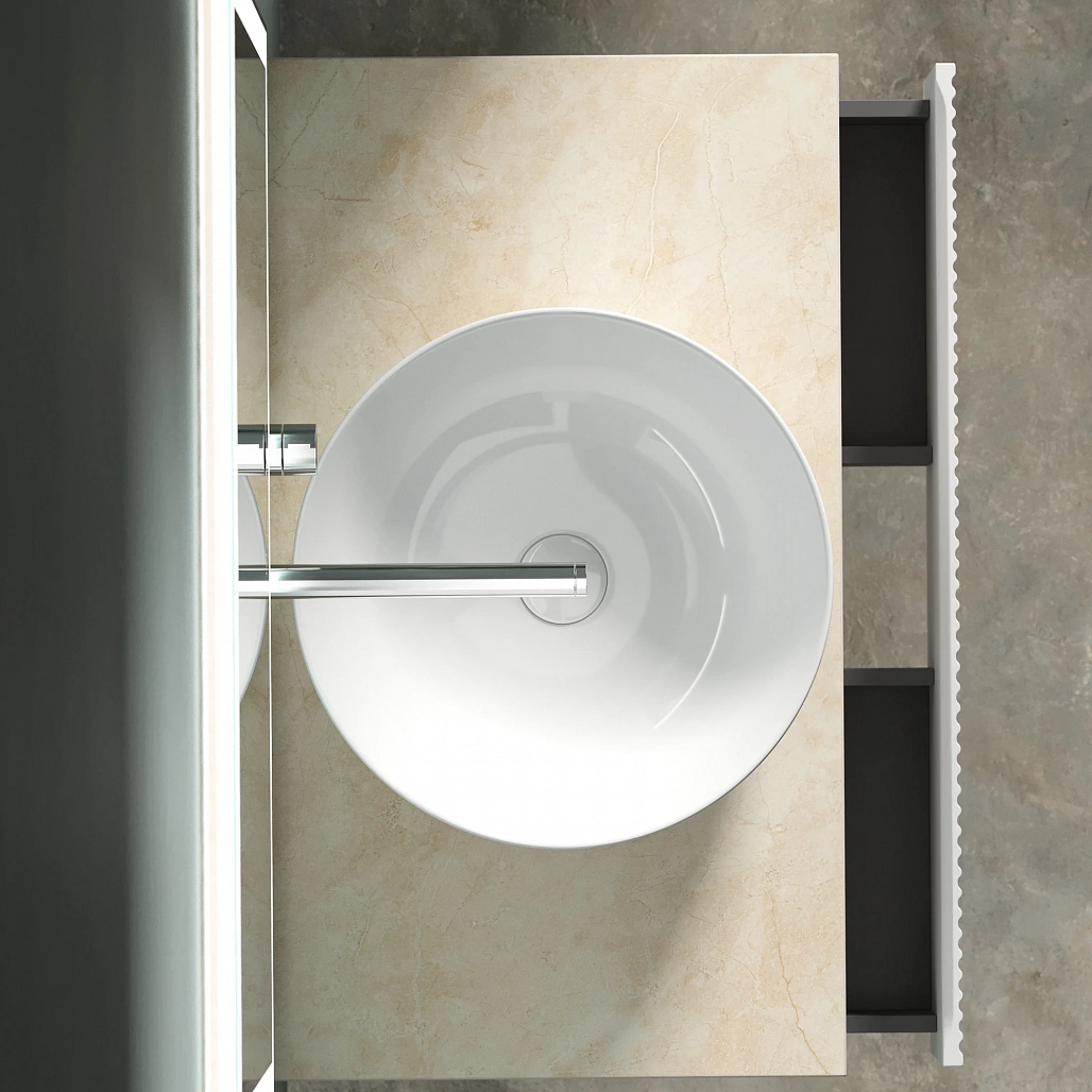Тумба под столешницу Sancos Сноб Р / Snob R 79x44,5x50 подвесная, белый матовый / bianco, столешница без отверстия под смеситель, креман / kreman — МЕБ009752 — фото 11