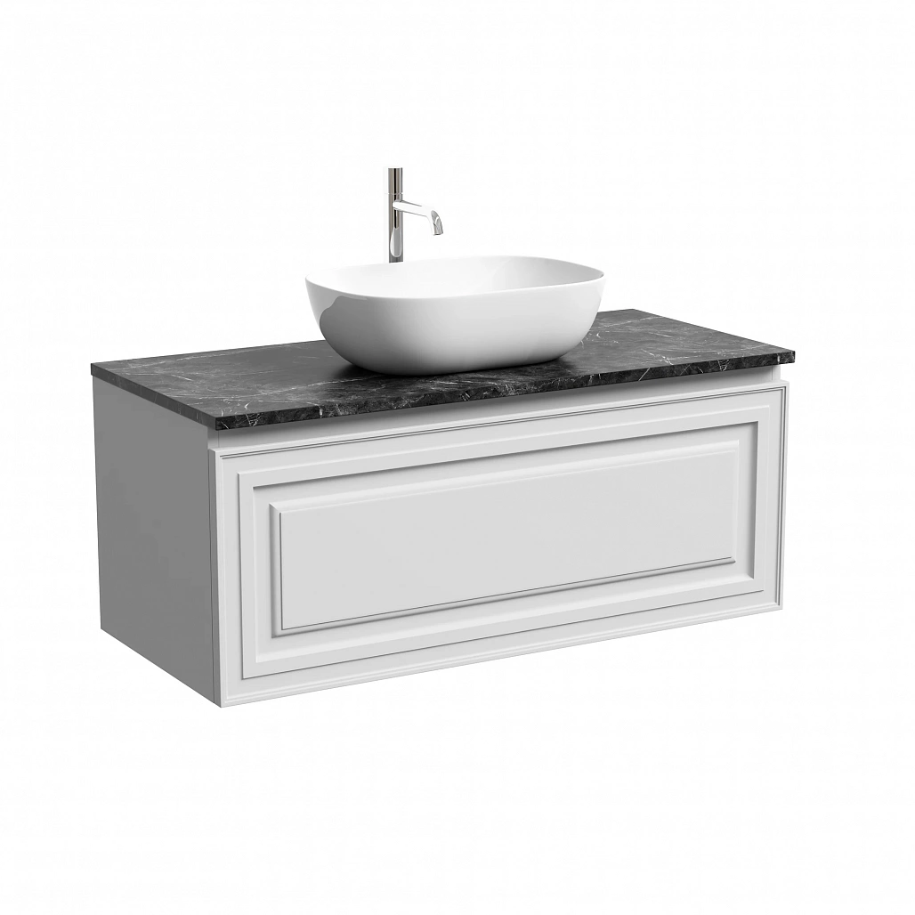 Тумба под столешницу Sancos Самая / Very 99,5x44,5x40,6 подвесная, белый матовый / bianco, столешница с отверстием под смеситель, черное небо / black sky — МЕБ009978 — фото 1