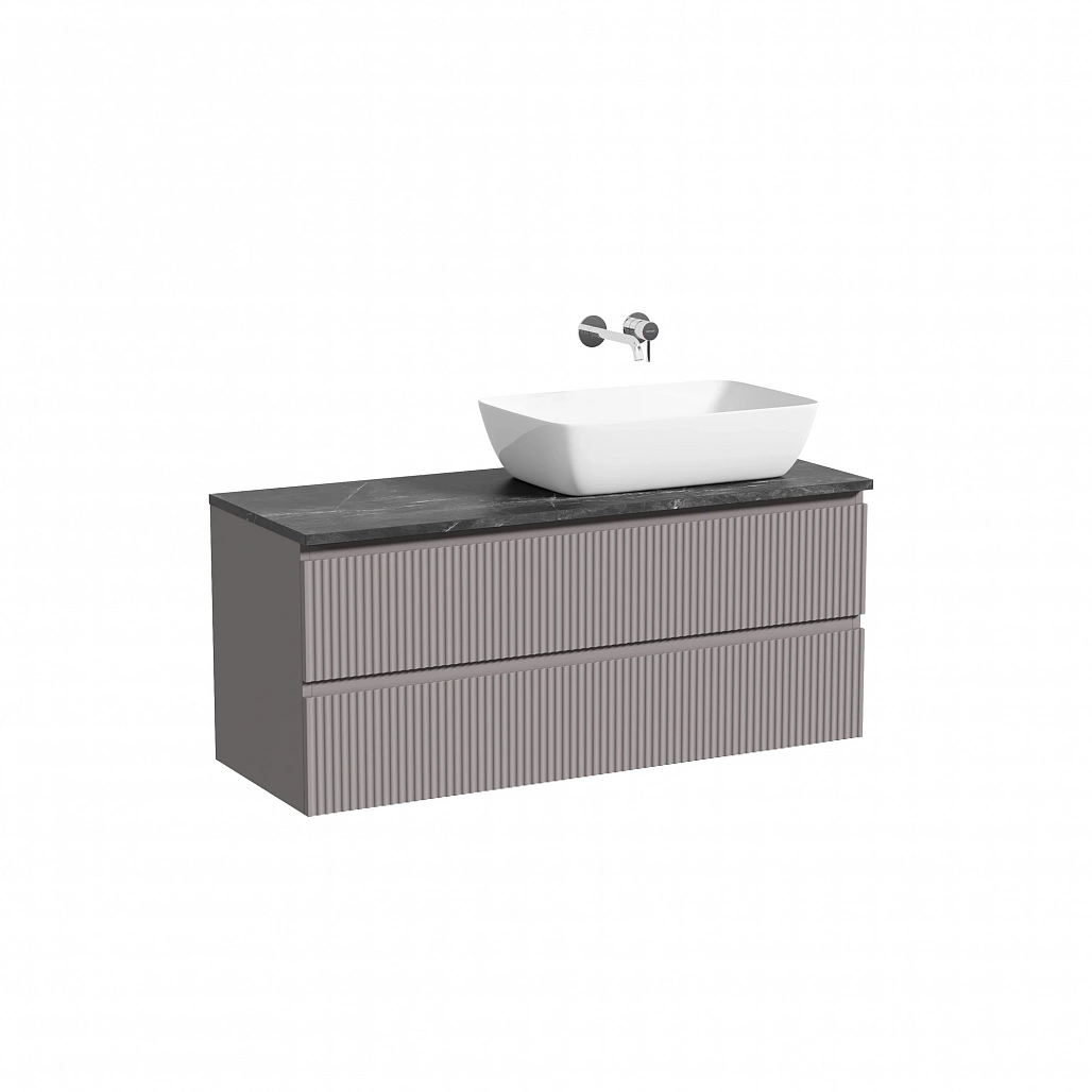 Тумба под столешницу Sancos Сноб Р / Snob R 119,5x44,5x50 правая, подвесная, темный антрацит матовый, столешница без отверстия под смеситель, черное небо / black sky — МЕБ009833 — фото 1
