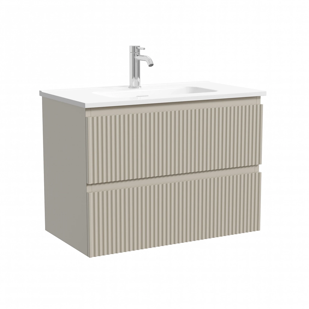 Тумба под раковину Sancos Сноб Р 390 / Snob R 390 69x39x50 подвесная, два ящика, бежевый матовый / beige soft — МЕБ009296 — фото 1