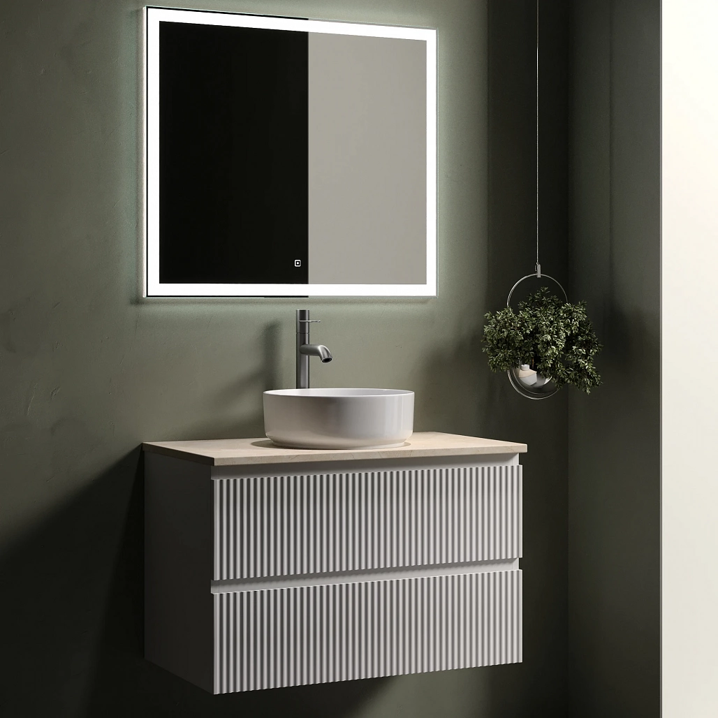 Тумба под столешницу Sancos Сноб Р / Snob R 79x44,5x50 подвесная, белый матовый / bianco, столешница с отверстием под смеситель, креман / kreman — МЕБ009754 — фото 5